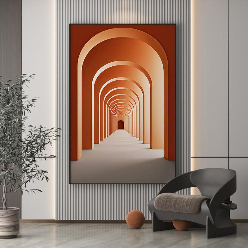 Landscape Building Canvas Painting Wall Art Geometric Architecture Space Aisle Posters and Prints for Living Room Corridor Decor