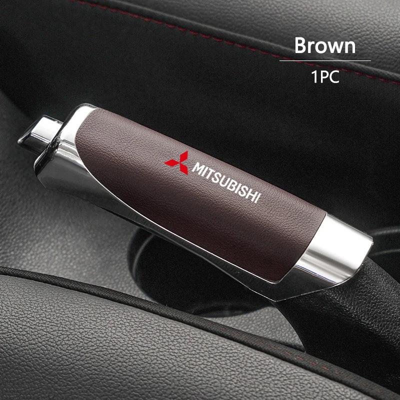 Leather Litchi Grain Car Hand Brake Cover Anti-slip Grip Protector for Mitsubishi Outlander Lancer 9 10 ASX Pajero