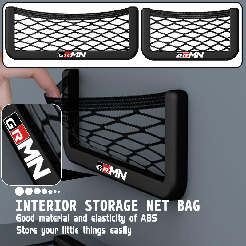 Car Storage Mesh Bag Organizer Net Pocket Sticker Trunk Storage Bag Accessories For Toyota GR MN Crown RAV4 Yaris Land Cruiser