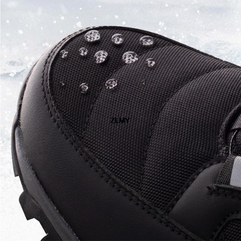 Warm Men's Snow Boots Waterproof Outdoor Winter Snowboots Rotated Button Men High Top Plush Cotton Shoes Man Winter Hiking Shoes