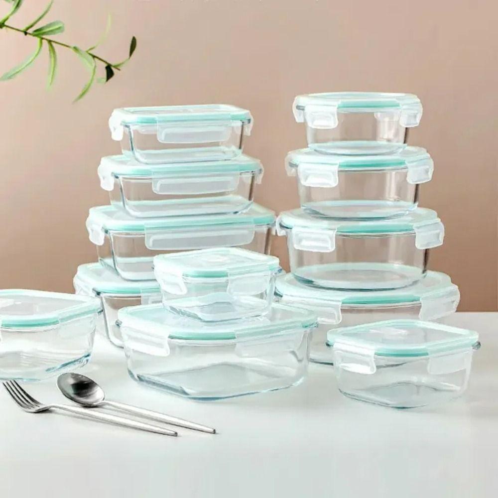 with Lids Microwave Heatting Bento Box Glass Snacks Fruit Sealed Insulation Box Lunch Bento Box