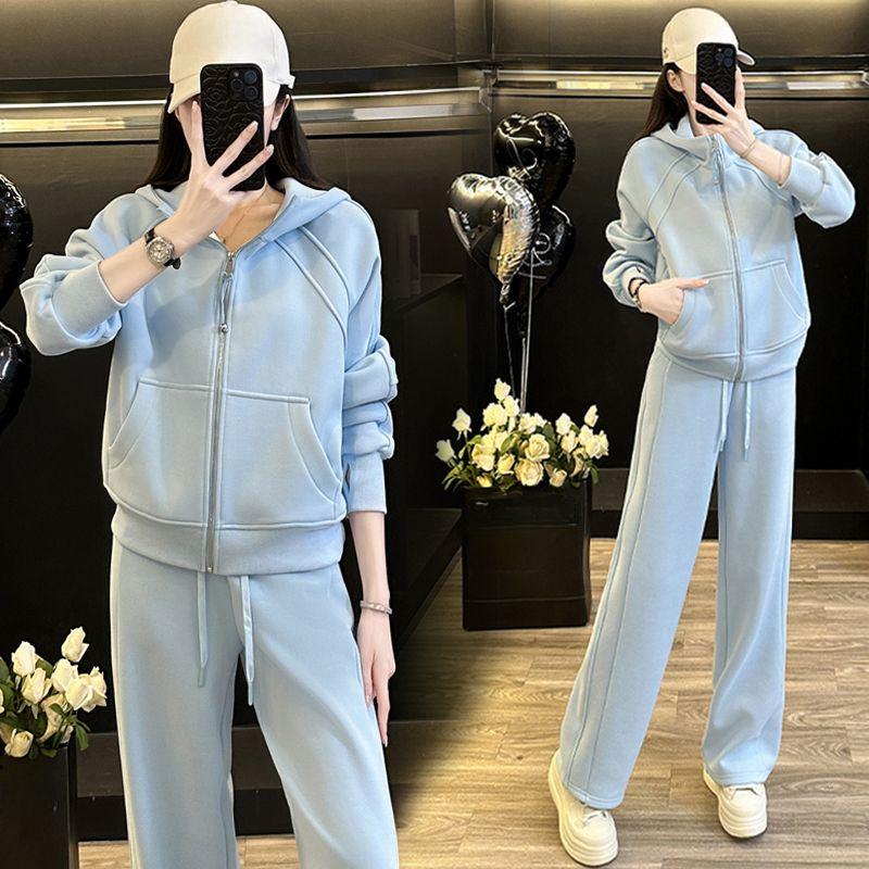 

Высококачественный женский спортивный комплект, весенняя мода, свободный крой, молодежный, для похудения, из двух частей XXL синий