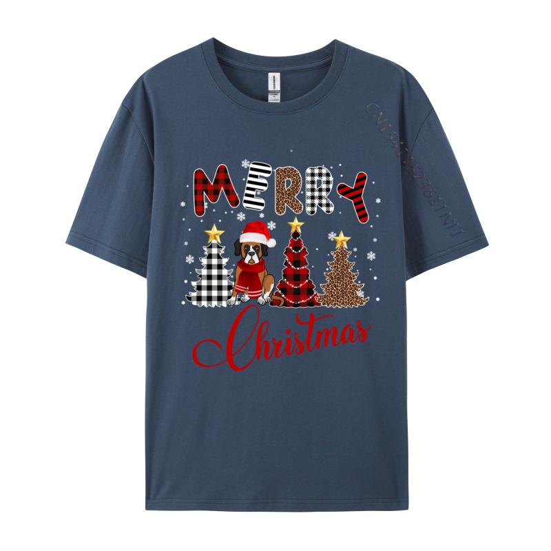 Świąteczny T-shirt z Psem Świętego Mikołaja Męski Humorystyczny Bawełniany T-shirt Męska Odzież T-shirty z Czapką Świętego Mikołaja Czarne Podstawowe T-shirty Męski T-shirt