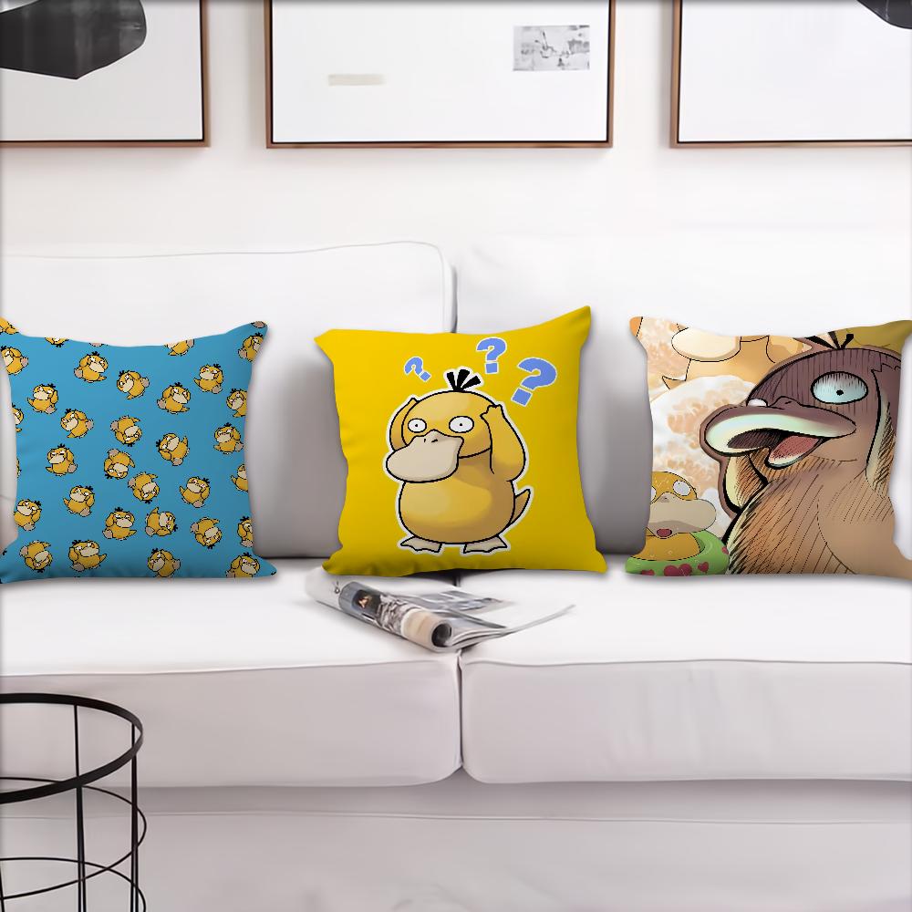 Kreslený P-Psyduck Roztomilý Pohovka Obývací pokoj Ložnice Čelo postele Opěrka Polštář Čtvercový polštář Polštář na zdřímnutí Povlak na polštář