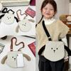 Child Canvas Bear Crossbody Bag With Reinforced Stitching For Kids Daily Use