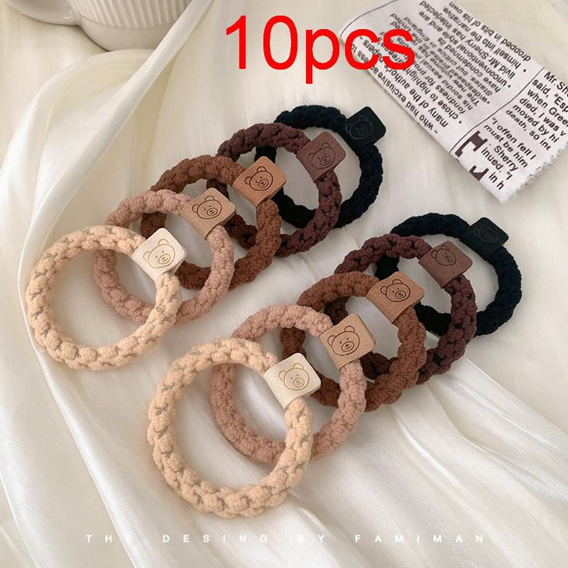 1 Set Damen Koreanische Kaffee Bär Haargummis Mädchen Hochelastische Haargummis für Dickes Haar Schwarzes Scrunchie Knekkie Zubehör