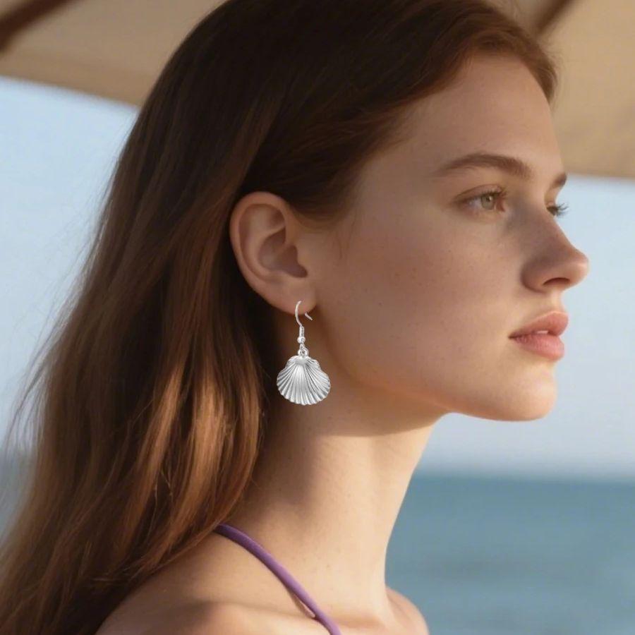 Unift Waterproof Ocean Shell Dngle Earrings for Women Stainless Steel Earring Gold Plated Sea Animal Pendant Zircon Summer Gift