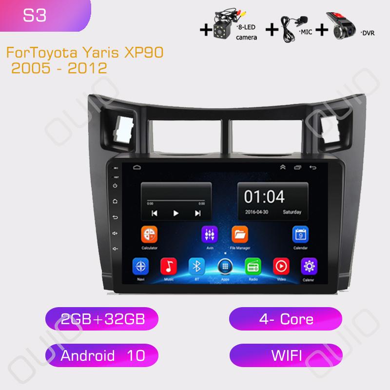2din 8G+128G Android 10 Car Radio Multimedia Player Carplay Auto GPS Navigation NO DVD For Toyota Yaris XP90 2007 2005 -2012