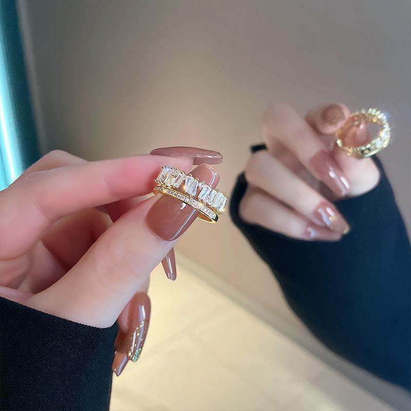 New Design Rhinestone Butterfly Adjustable Opening Ring Luxury Party for Women Inlaid Zircon Butterfly Ring Fashion Jewelry
