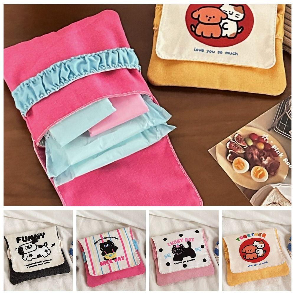 

Puppy Mini Cosmetic Bag Cat Cartoon Coin Purse Casual Sanitary Napkin Storage Bag Travel рожевий