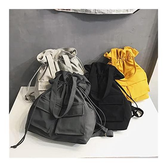 [SURCHAR] Drawstring Tote Bag, Nylon Backpack, Women's Handbag, Rucksack, Shoulder, 2WAY, Light, Large Capacity, Casual, Plain, Stylish, Cute, Girls,
