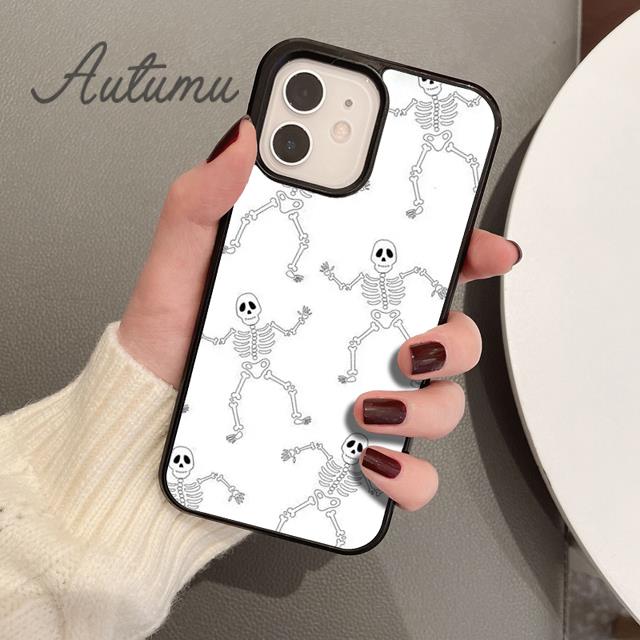 Dancing Skeletons Phone Case for iPhone 11 12 13 14 Pro Max mini X XR XS SE 2020 6S 7 8 Plus Samsung Galaxy S21 S22 Cover shell