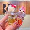 Sanrio Kuromi Melody Quicksand Keychain Cute Milk Tea Cup Shaker Key Ring Kawaii Bag Pendant Accessories for Car Keys Backpack