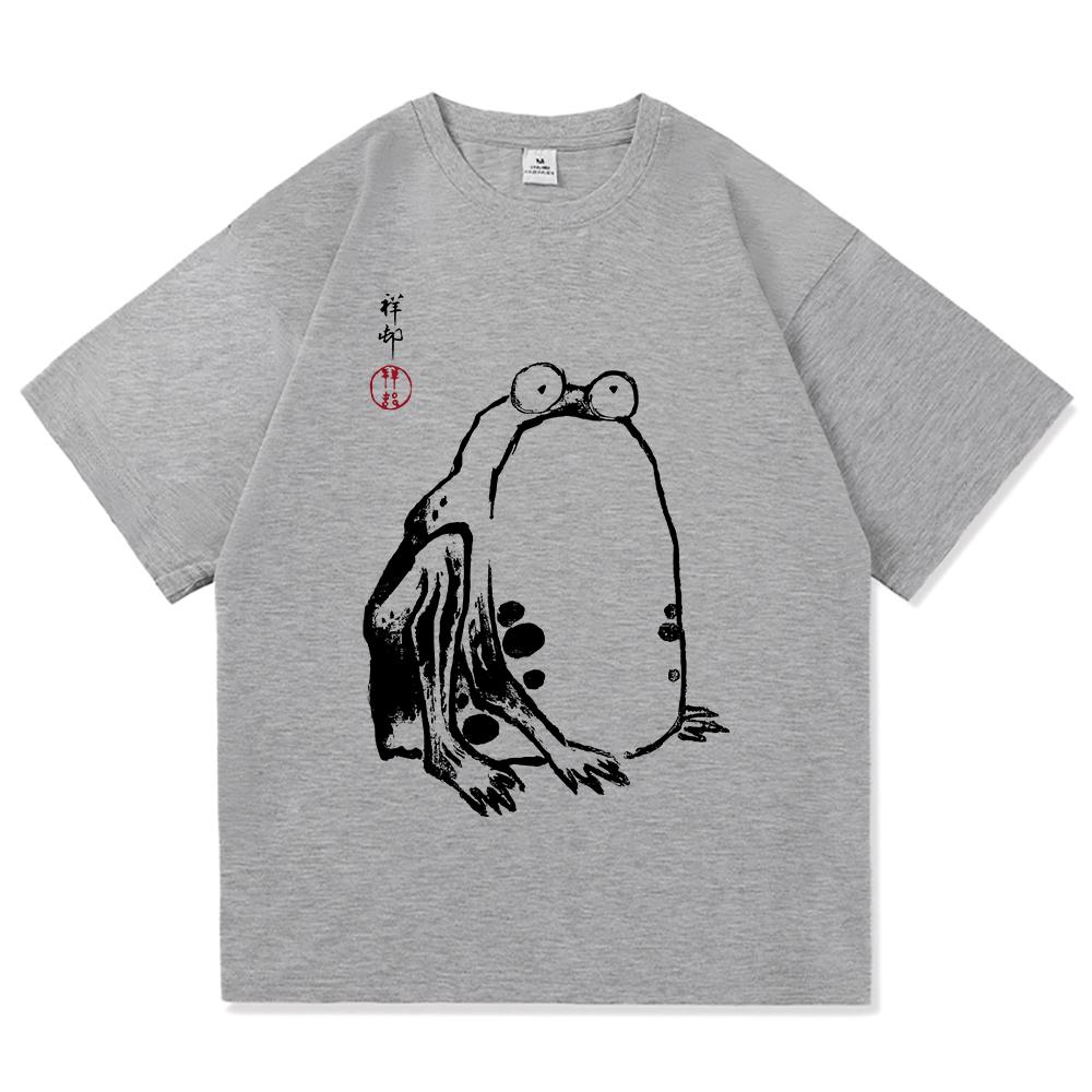 Vintage Unimpressed Frog T Shirt Fashion Men/Women Aesthetic Funny Japanese Anime T-Shirt High Quality Casual Cotton Tees Shirts