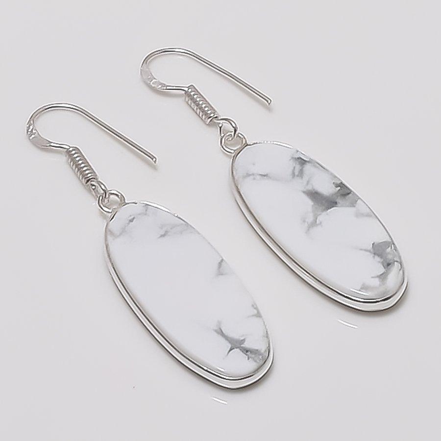 

Natural Howlite Gemstone Handmade 925 Sterling Silver Jewelry Earring 1.97 AEE-11131