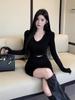 Pure Desire V-Neck Long Sleeve Slimming Dress - Autumn 2025 Style