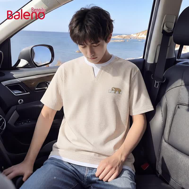 

Baleno Men s Waffle Knit Faux Layer Short Sleeve T-Shirt 3XL