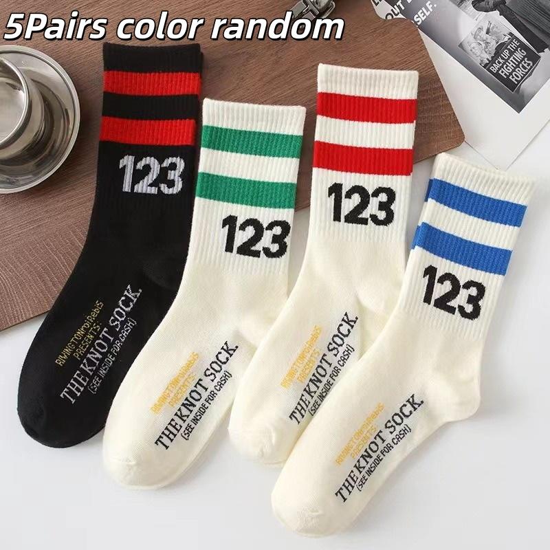 

5/10 Pairs Versatile Women Socks Simplicity Parallel Bar Pattern Fashion Breathable Women S Mid Length Socks 5Pcs