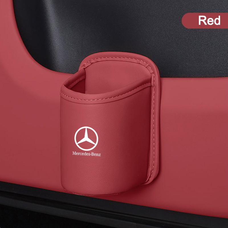 PU Leather Car Rear Seat Water Cup Hanging Storage Box For Mercedes Benz AMG GLC W203 W206 W220 W205 W211 W212 W201 W210 W108 OO5