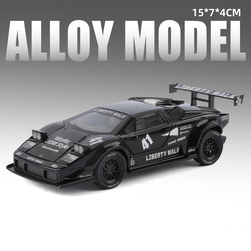 1:32 Scale Countach LBWK LP500S Car Model Toy Sound Light Pull Back Doors Opened High Simulation Cars Models Desktop Ornament