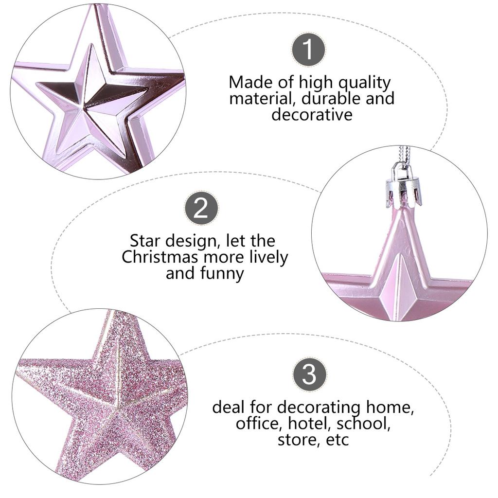 18Pcs Star Decor Christmas Hanging Tree Ornament Festive Five Pointed Design for Home Office School Xmas Display