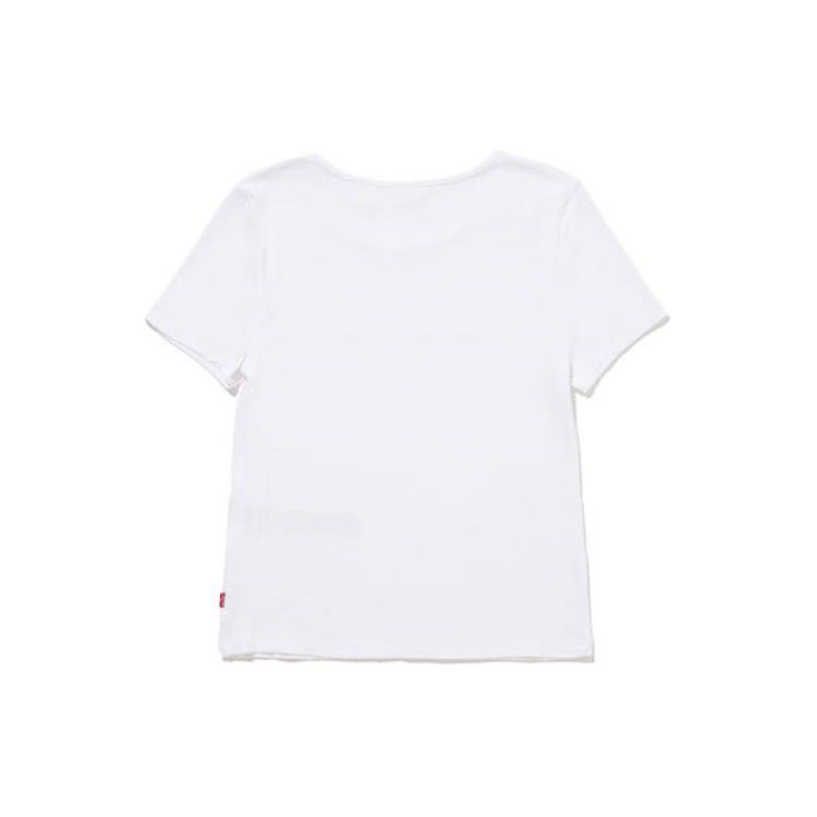 Levis Solid Slim Fit Crew Neck Short Sleeve T-Shirt Women tops White A7320-0001