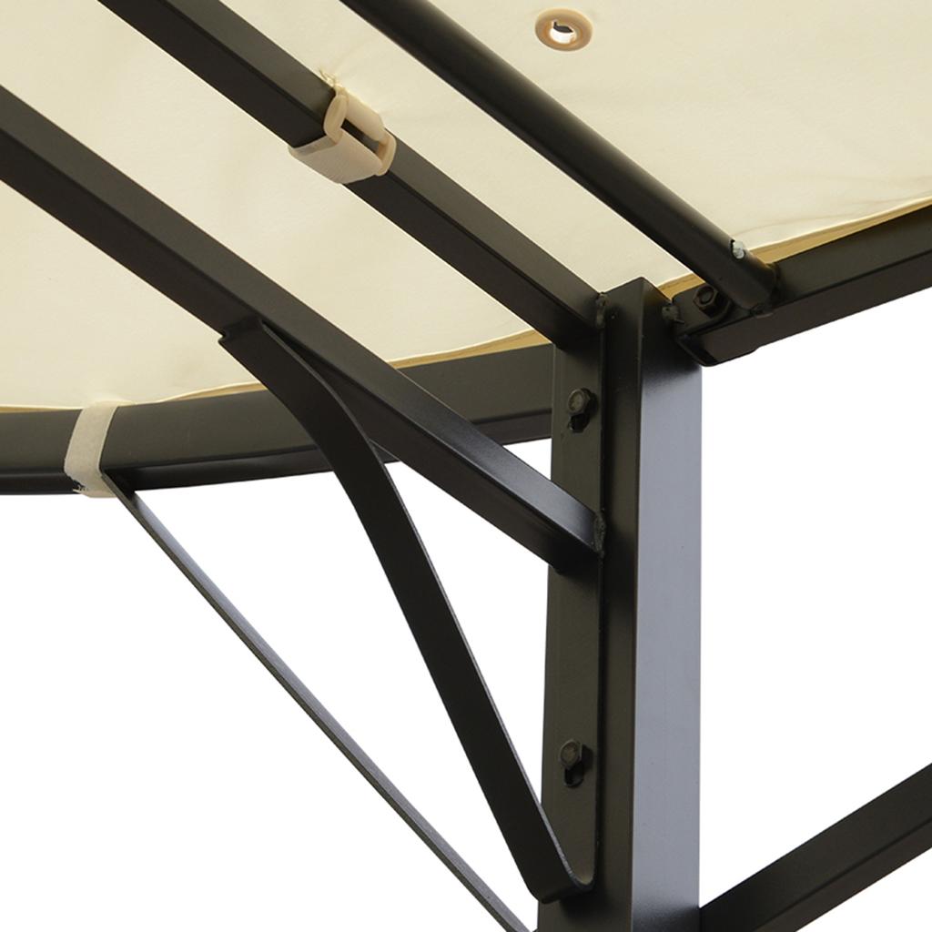 3 X 2.5m Patio Metal Gazebo Door Window Awning Wall Mount Canopy Outdoor Sunshade with Extended Shelter Cream White