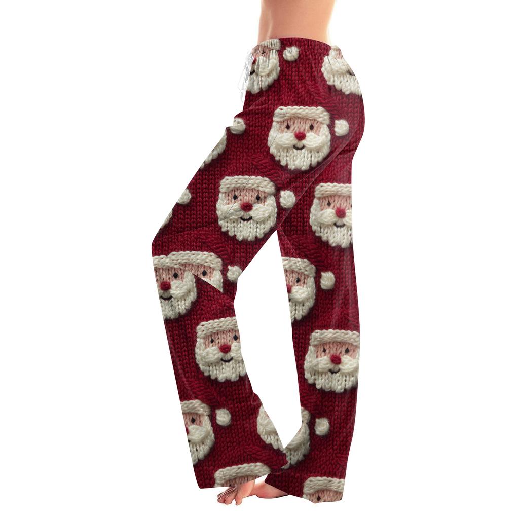 Women's Drawstring Christmas Printed Casual Pants