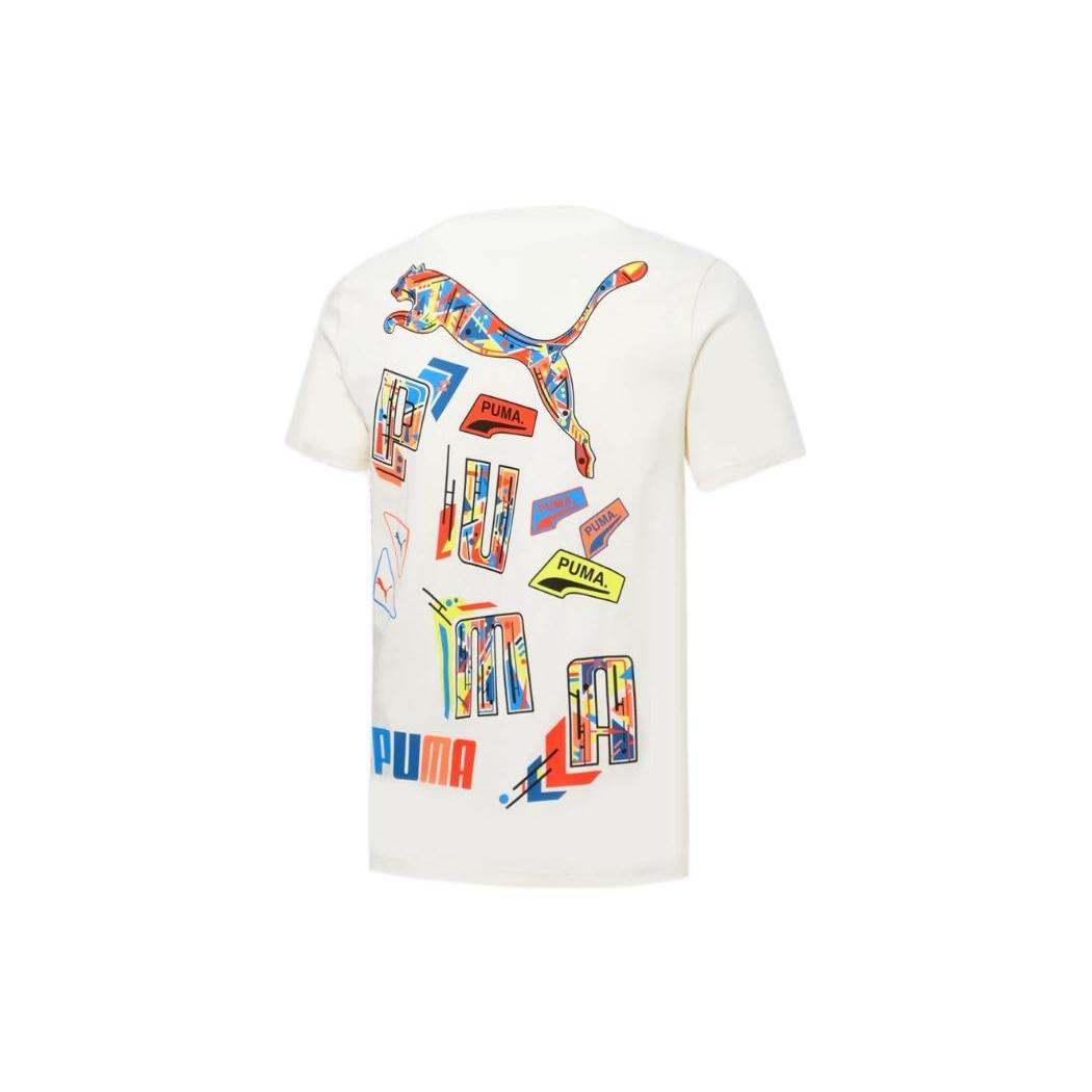 PUMA Multi Logo Tee  White  Men s 537796-65 XXL