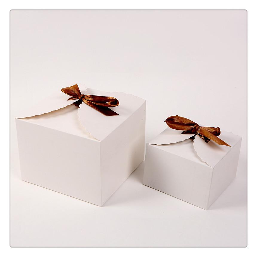 Custom Double-Door Square-Bottom Cake and Pastry Gift Box with Ribbon Bow