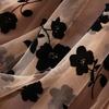 Elegant Floral Women Tulle Skirts High Waist Korean Flocking Pleated Midi Skirts Mesh Summer Office Ladies Skirt New