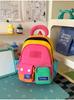 Schoolbag vitality rainbow color matching splicing backpack girl childlike dopamine wind shopping photo clock in backpack