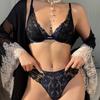 Conjunto de roupa íntima feminina Deep V Sexy Renda Bordado Conjunto de sutiã Francês Ultrafino Bralette Moda Lingerie Push Up Conjunto de calcinhas