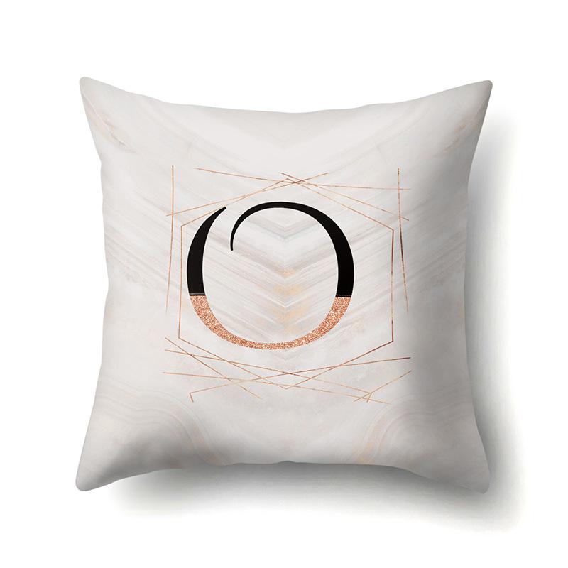 Polyester Pillow Case Black Gold Watercolor Home Furnishing 26 English Letters Printed Waist Cushion Sofa Pillow Case