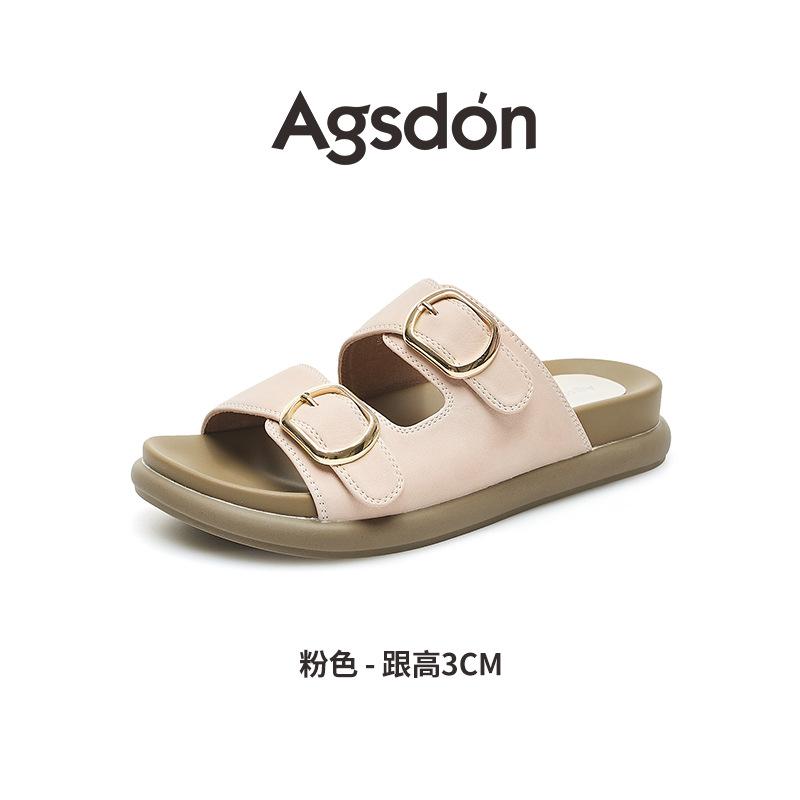 Augustus Denboken Slippers Women's 2025 New Summer Wear Flat Bottom Lazy One Pedal Beach Cool Slippers Tide