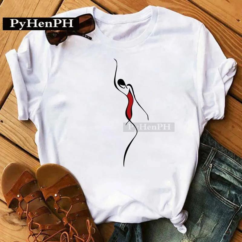 Women's Fashion Western Ballet Dancer Short Sleeve T-shirt Casual Elegant Summer Top Polyester Fabric Girl's Personality Sister