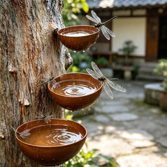 3Pcs/Set Metal Bird Baths Retro Wall Mounted Bird Bath 6cm 8cm 10cm Wild Bird Bath Feeder for Garden Backyard Outdoor Decor