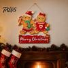 Christmas Hanging Wooden Signs Sign Ornament, Multi-Layer Tree Wood Plaque Multi Layered Wall Art with Rope, Merry Festive Door Decor Farmhouse Hanger