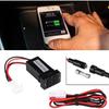 Toyota Dual USB Car Charger with Wiring & Blue Light (3.1A, 32x20mm)