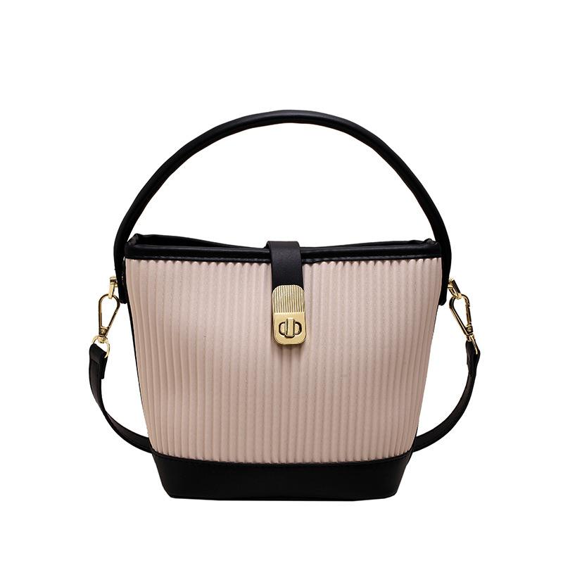 

Pu women s bag 2025 autumn new bucket bag advanced sense contrasting color large capacity shoulder crossbody temperament portable women s bag