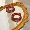 Handmade Red Agate Flower Quartz Double Wrap Bracelet Women Vintage Chinese Style Fashion Jewelry