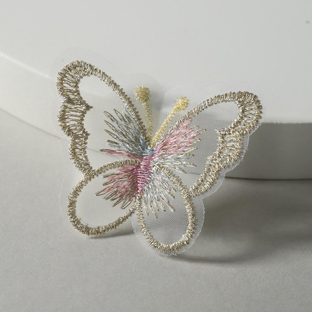 20Pcs Single layer Golden Thread Butterfly Appliques  Bridal Hair Accessories