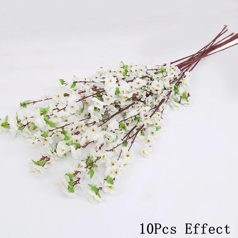

1 шт. Искусственные ветки цветущей вишни, искусственный шелковый букет цветущего персика, композиция из искусственных цветов, свадебное домашнее DIY украшение 65cm белый