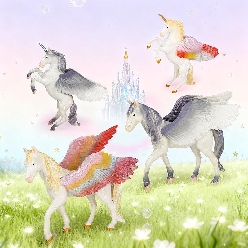 Realistic Mythical Pegasus Unicorn Model: Educational Science Toy & Desktop Ornament for Kids