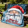1pc Merry Christmas Santa Claus Outdoor Flannel Blanket Soft All Season Polyester Throw , Perfect for Picnics & Travel , Picnic Accessory