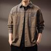 Men's American Retro Color Block Patchwork Loose Long Sleeve Shirt