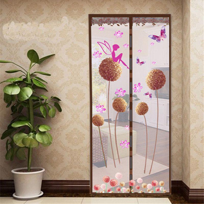 Chic Anti-mosquito Door Screen Featuring Dandelion Design And Magnetic Closure