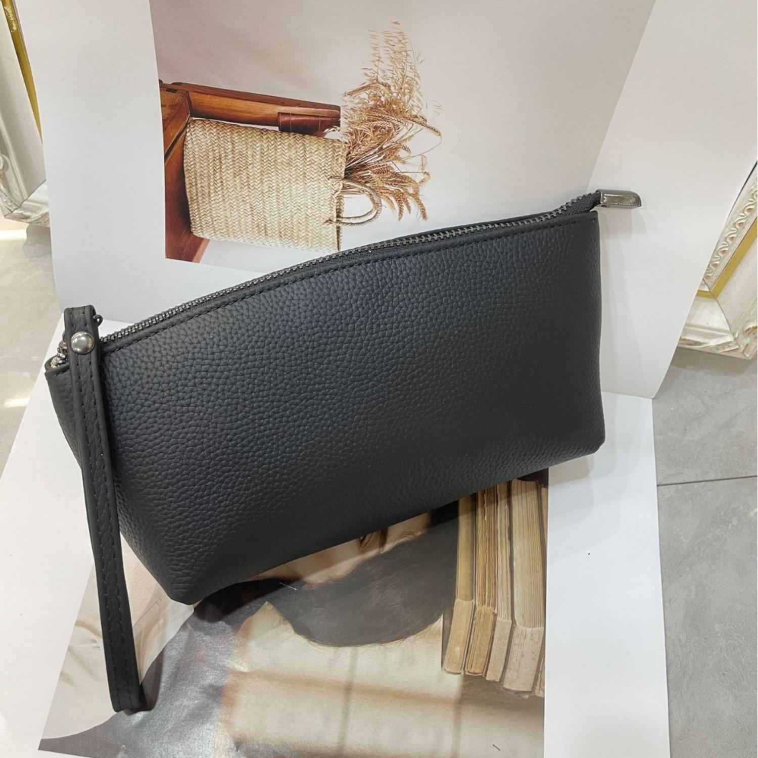 Женская сумка из коровьей кожи вместительная простая и практичная женская сумка для покупок клатч на молнии сумка для смены мобильного телефона натуральная кожа чёрный 2589₽