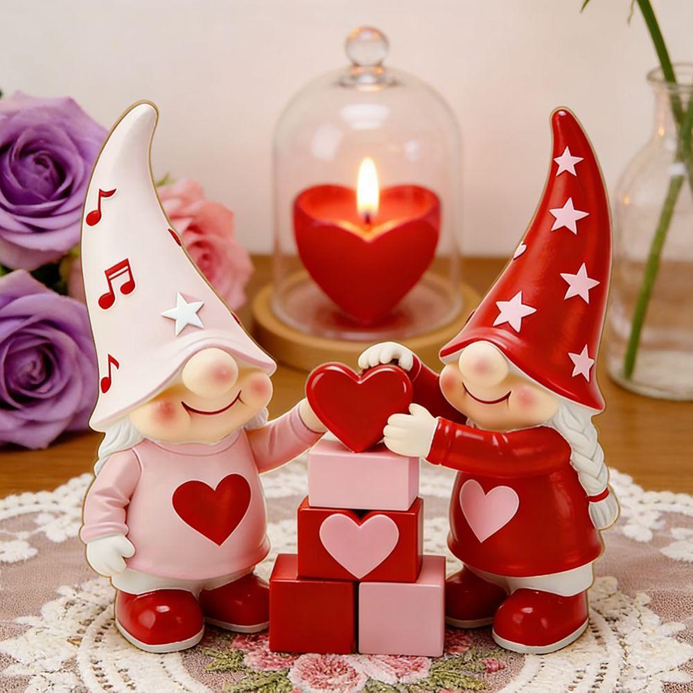 5D Valentine's Day Elf Ornament Wooden Valentine's Day Decoration Dwarf Elf Ornament  Home Decor