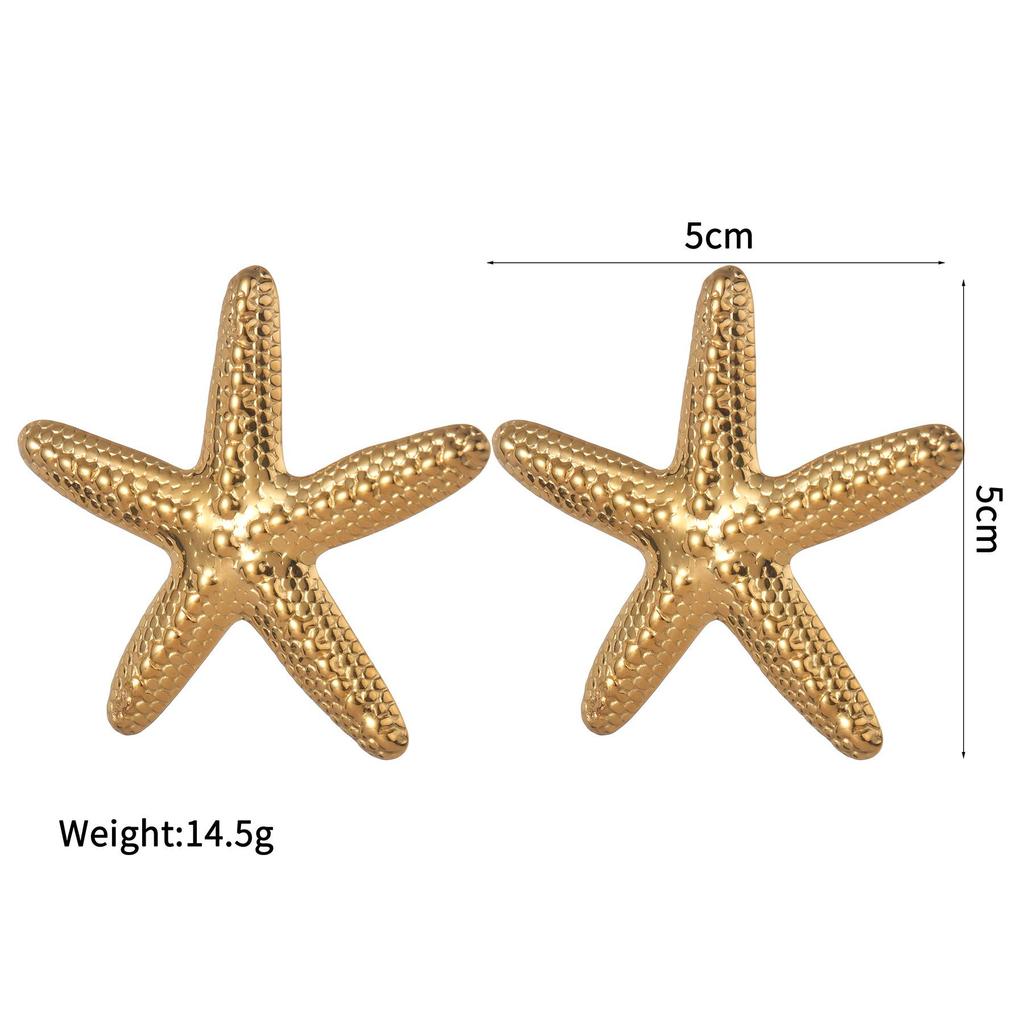 Anello Aperto INS Moda Acciaio Inossidabile Stella Marina Perla - Anello Dito Esagerato Placcato Oro 18K da Donna